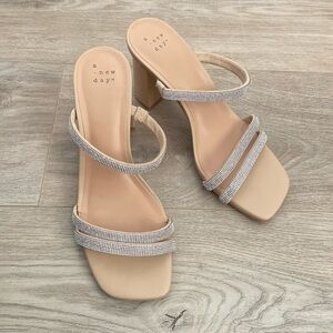 A New Day Women's Beige Heeled Sandals
